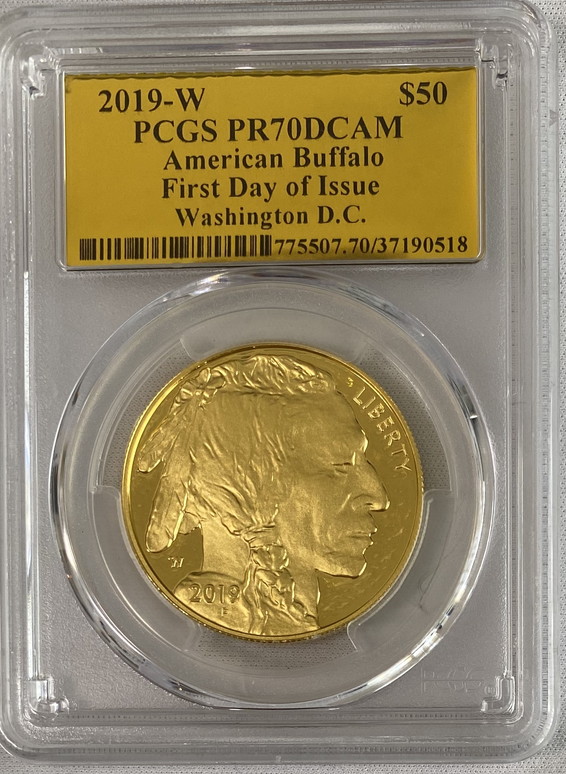 アメリカ2019-Wバッファロー純金金貨50ドル-1オンス-PCGS-PR70DCAM ...