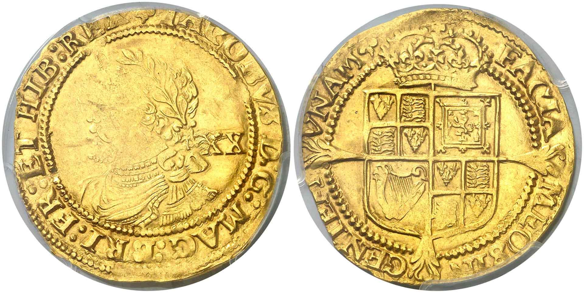 アンティークコイン グレートブリテン ジェームズ1世 ゴールドローレル Nd 1624 Pcgs Ms62