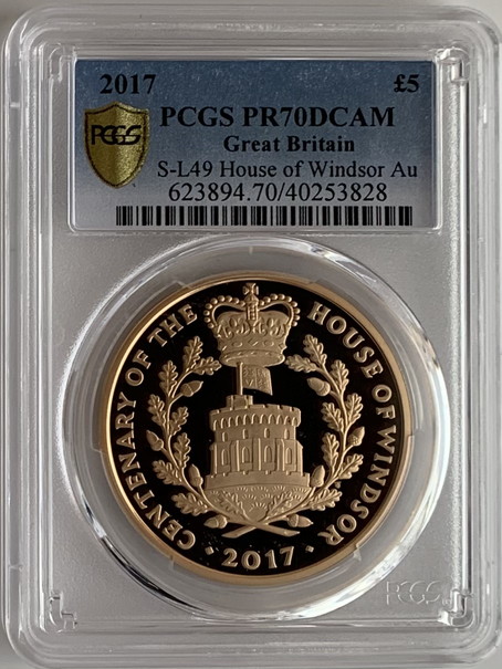 グレートブリテン2017年エリザベスII世ハウスオブウインザー100周年5ポンドプルーフ金貨PCGS-PR70DCAM | イギリスモダン 金貨・銀貨 