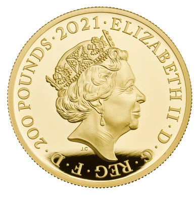 グレートブリテン2021年エリザベス女王生誕95周年5オンス10ポンド金貨