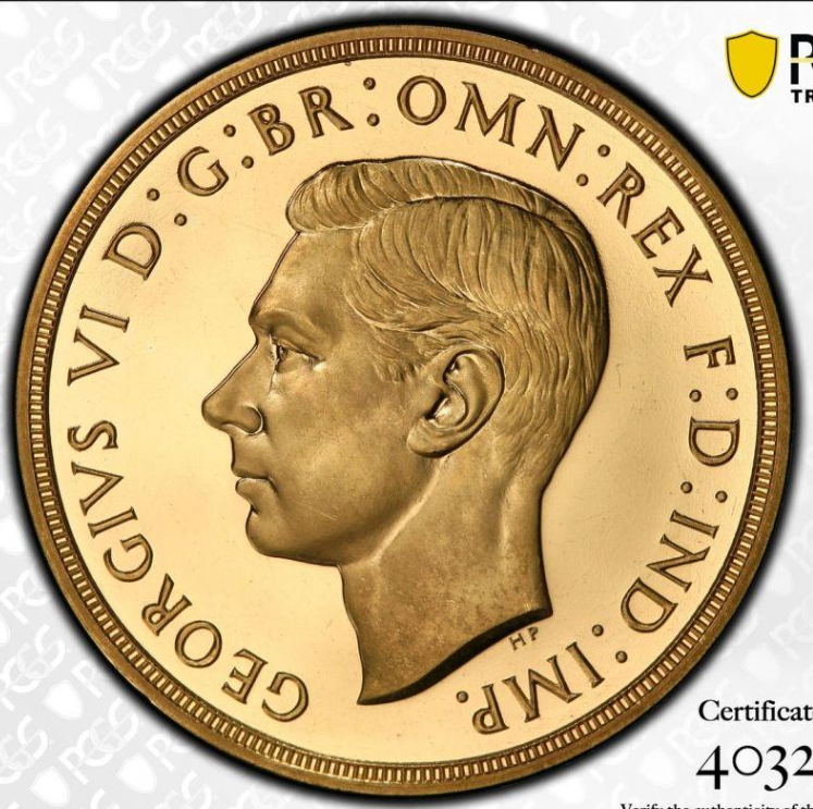 アンティークコイン グレートブリテン ジョージ6世 5ポンド プルーフ