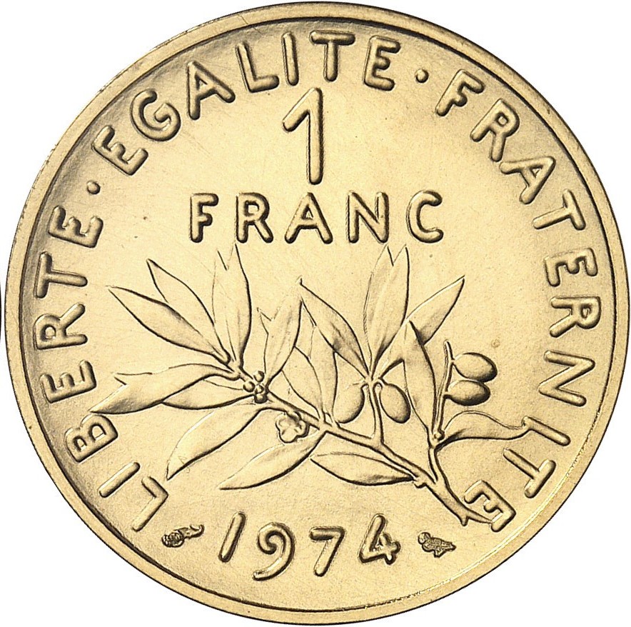 アンティークコイン フランス 1974年 1フランピエフォー金貨 PCGS-SP68