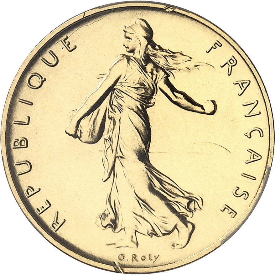 アンティークコイン フランス 1974年 1フランピエフォー金貨 PCGS-SP68