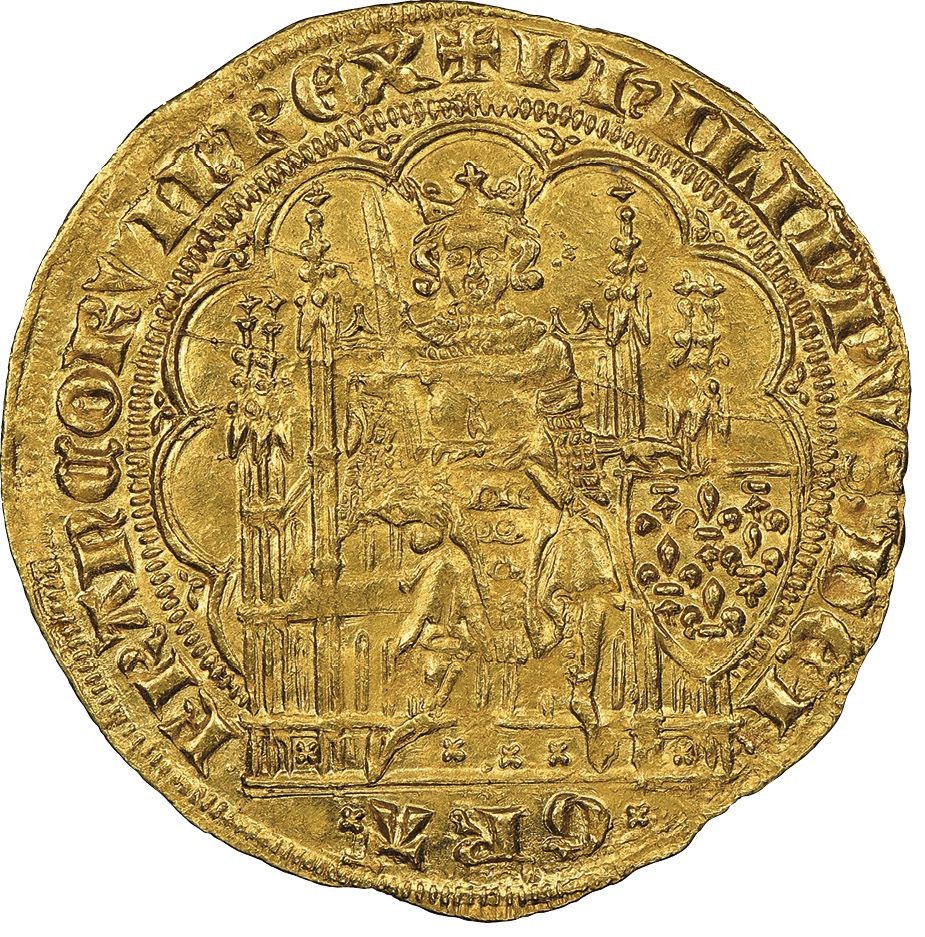 【動画あり】アンティークコイン フランス 1328-1350年 フィリップ６世 エキュ金貨 NGC-MS63