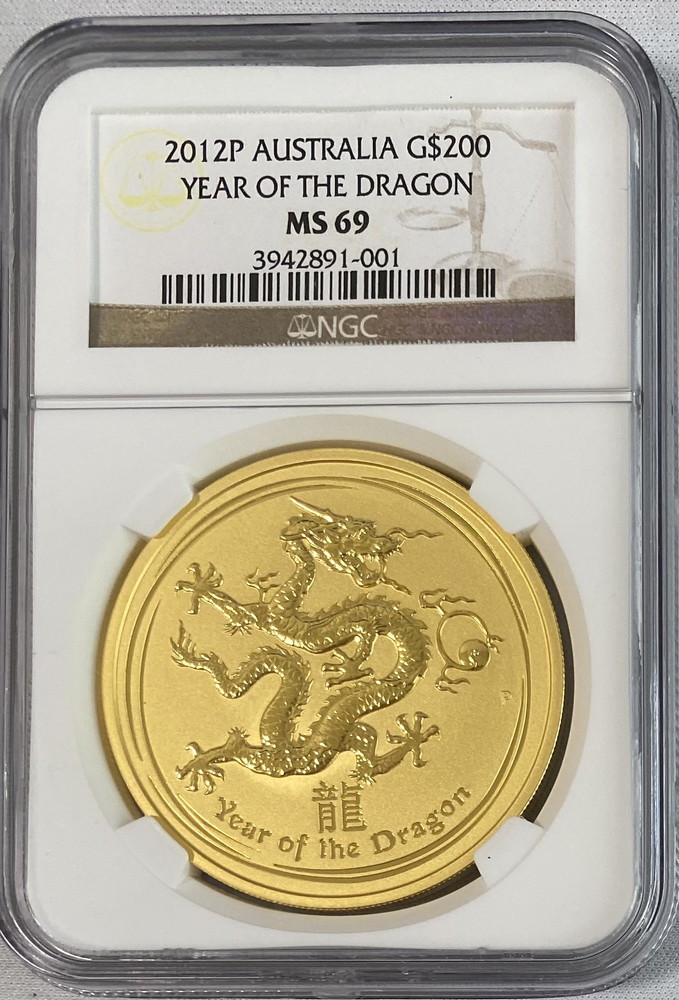 2012年オーストラリア2オンス純金200ドル金貨イヤーオブザドラゴンNGC