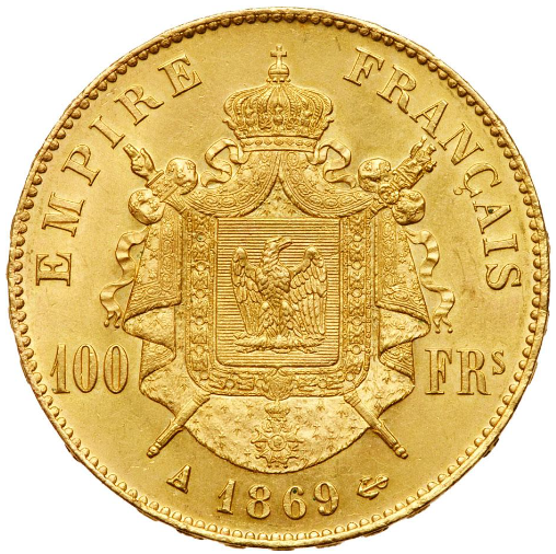 フランス 1869年 ナポレオン3世 100フラン金貨 1869-A PCGS-MS63