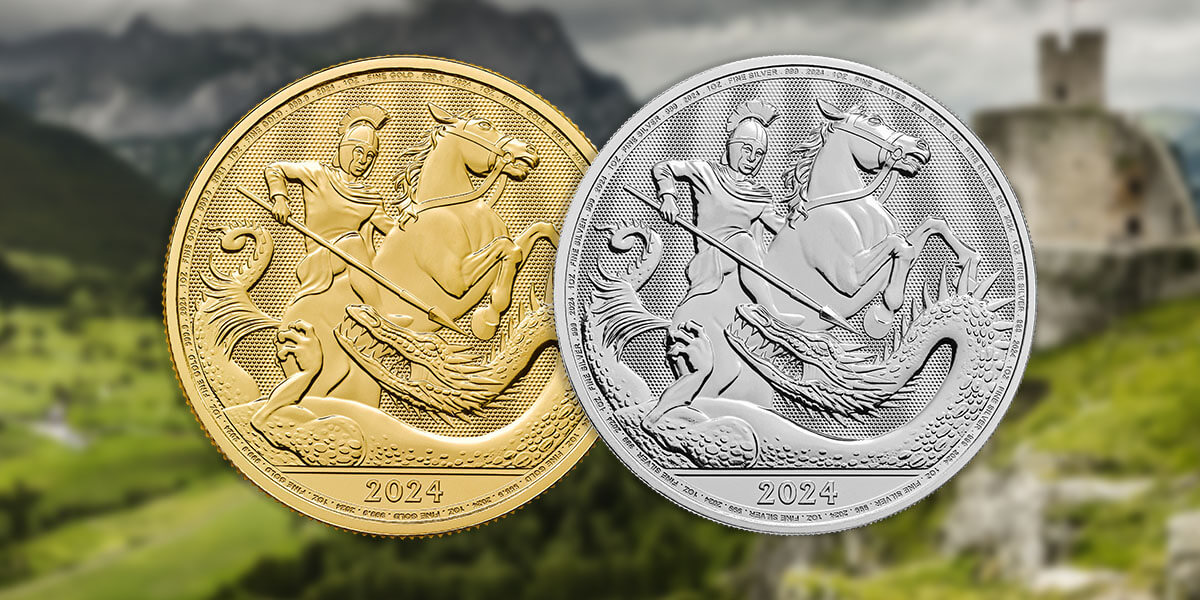 2024年 偉大なる彫刻家シリーズ ピストリッチ セント・ジョージとドラゴン 2024 チャールズ3世 ピストルッチ作聖ジョージ竜退治 5ポンド2