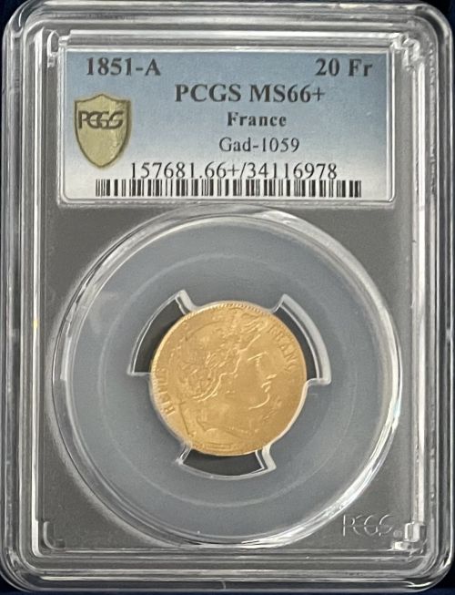 アンティークコイン フランス 第二共和政 1851-A年 20フラン金貨