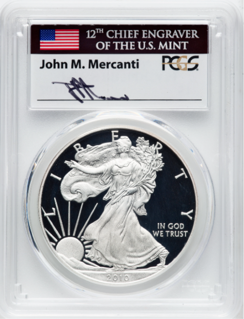 ジョン・マーカンティ サイン入り】 アメリカ 1ドル シルバーイーグル