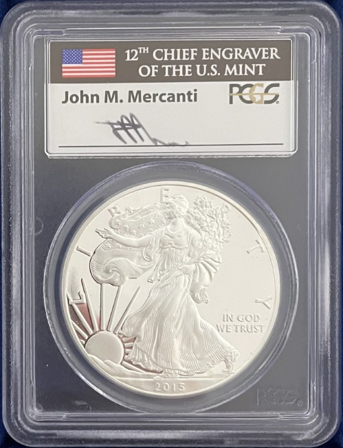 ジョン・マーカンティ サイン入り】アメリカ 1ドル シルバーイーグル