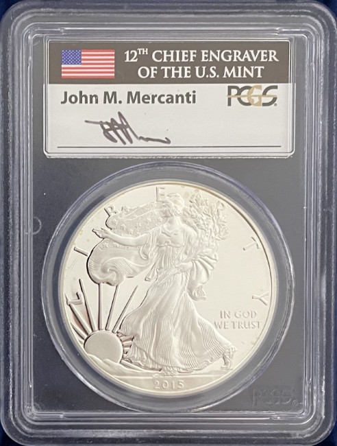 ジョン・マーカンティ サイン入り】アメリカ 1ドル シルバーイーグル