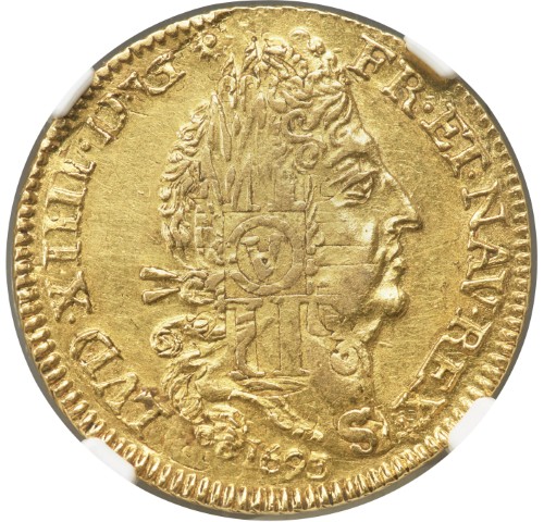 レア度4-R4】フランス 1693-S年 ルイ14世 1ルイドール 第1次改鋳（改鋳