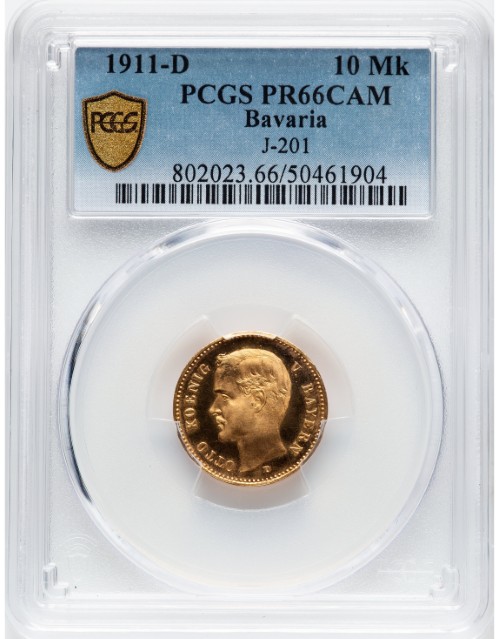 アンティークコイン ドイツ バイエルン 1911-D年 オットー1世 10マルク
