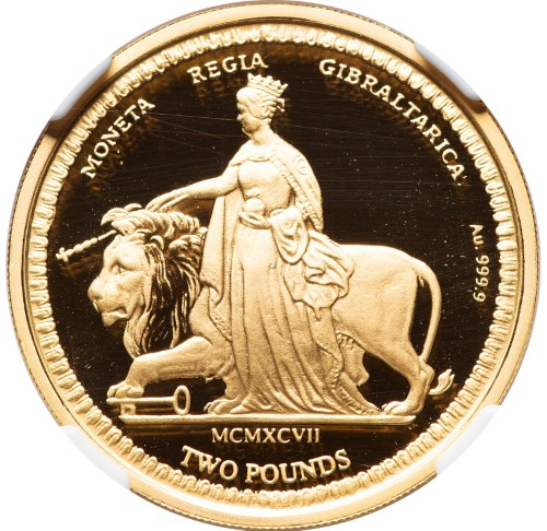 イギリス領ジブラルタル 1997年 ウナとライオン 2ポンド（2ソブリン